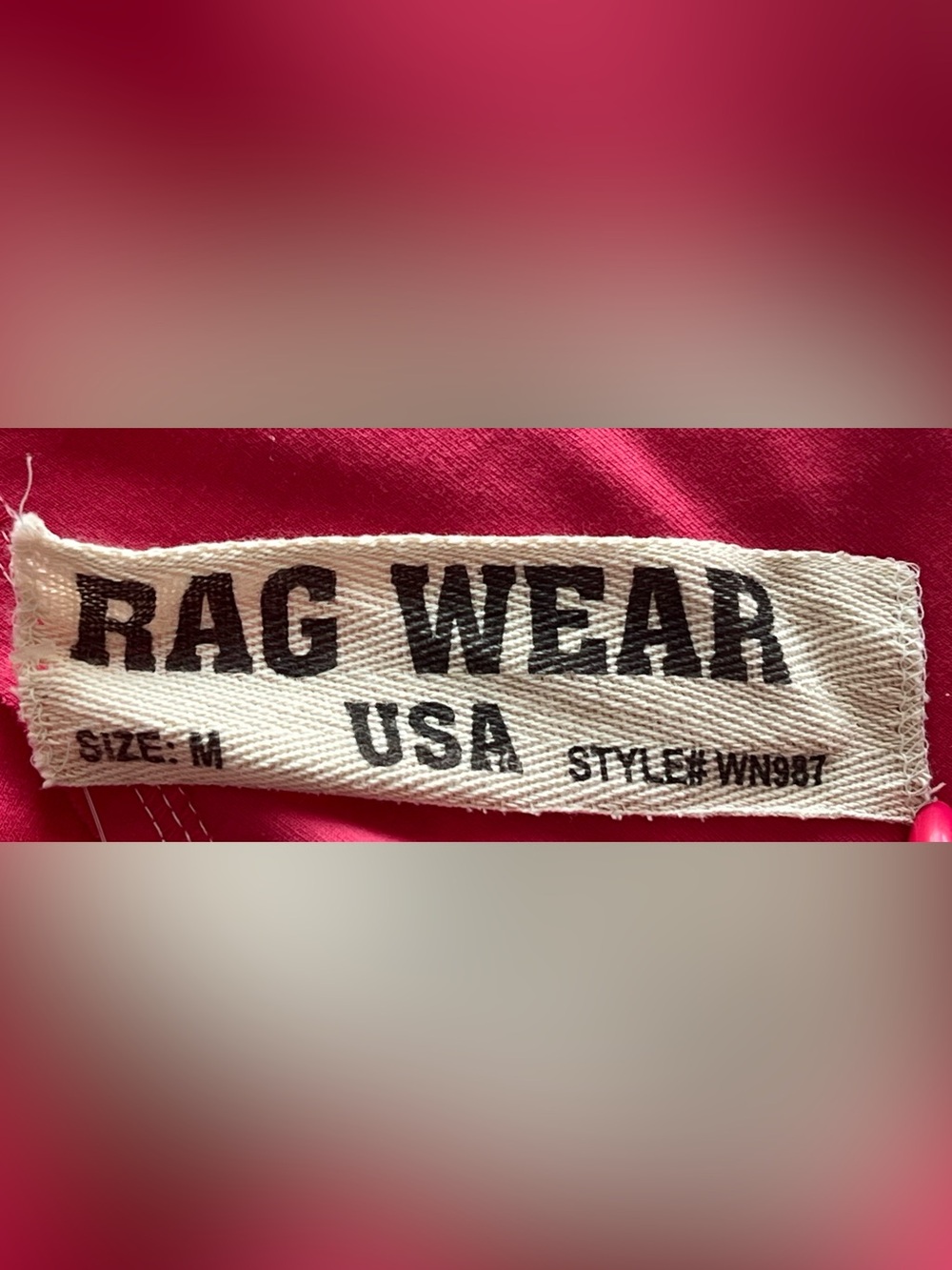 Rag Wear USA NWT Pink White Cropped Crewneck Sweatshirt M WN987 Y2K - Picture 4 of 7
